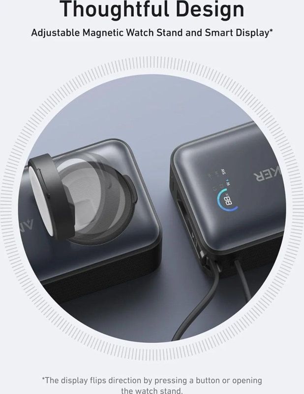 Anker - MagGo Powerbank - 10.000 mAh - Zwart - Draadloos Opladen - USB-C-kabel