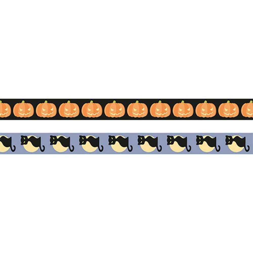 2 masking tape halloween 5 m x 15 mm - citrouille et chat noir