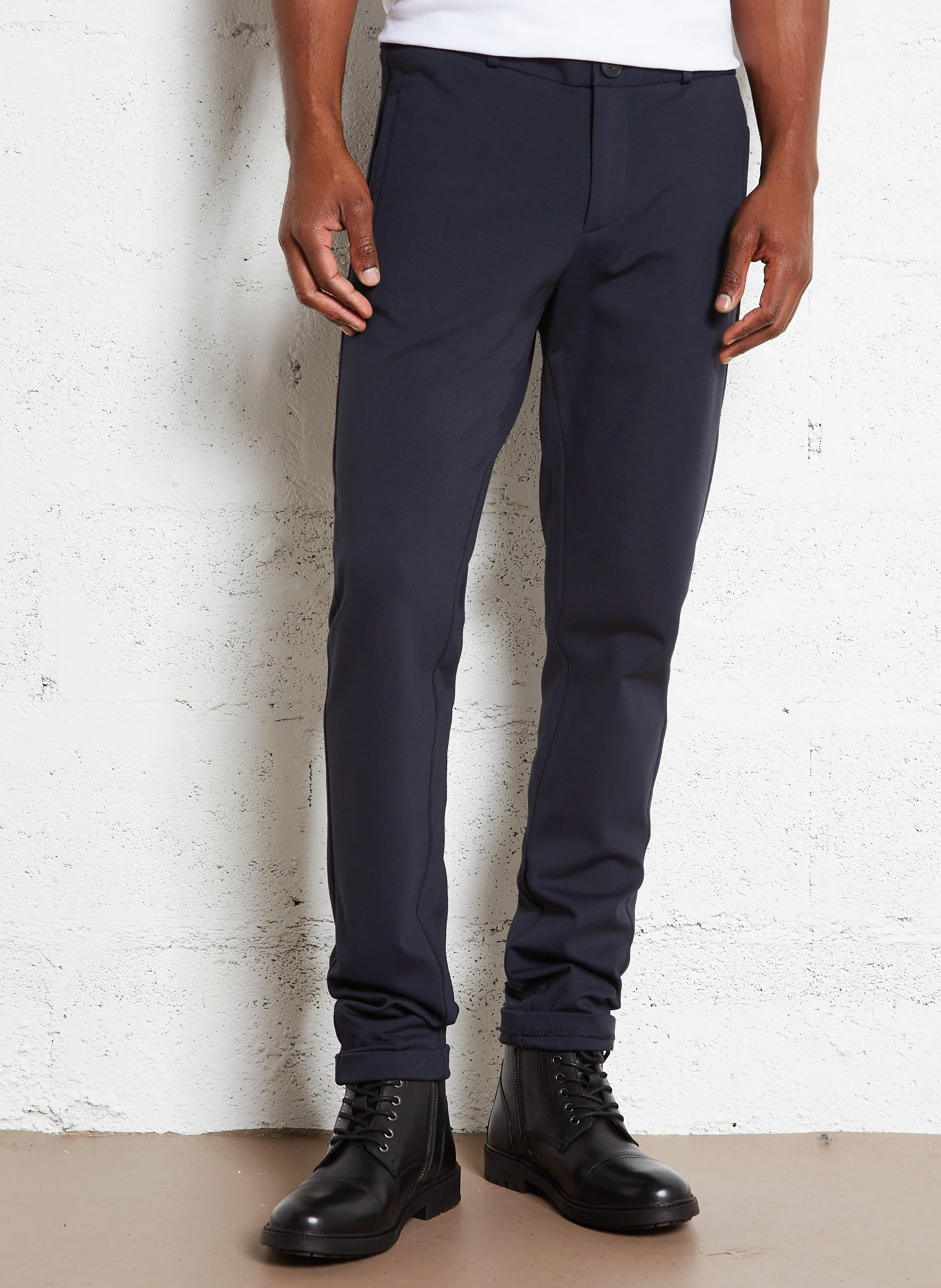 Pantalon slim en coton | Bleu