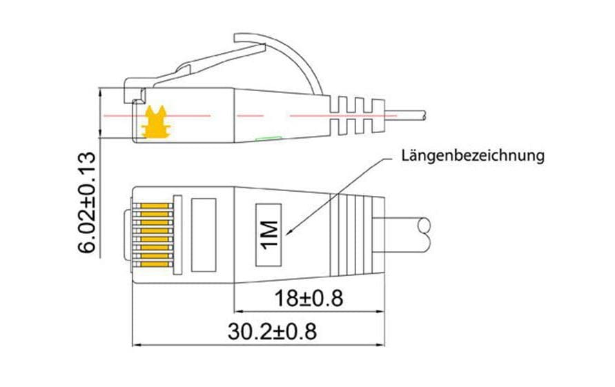 Slimpatchkabel RJ-45 - RJ-45, Cat 6, UTP, 10 m, OrangeUnscreened/Unshielded Twisted-Pair-Kabel (UTP) mit Klinkenschutz