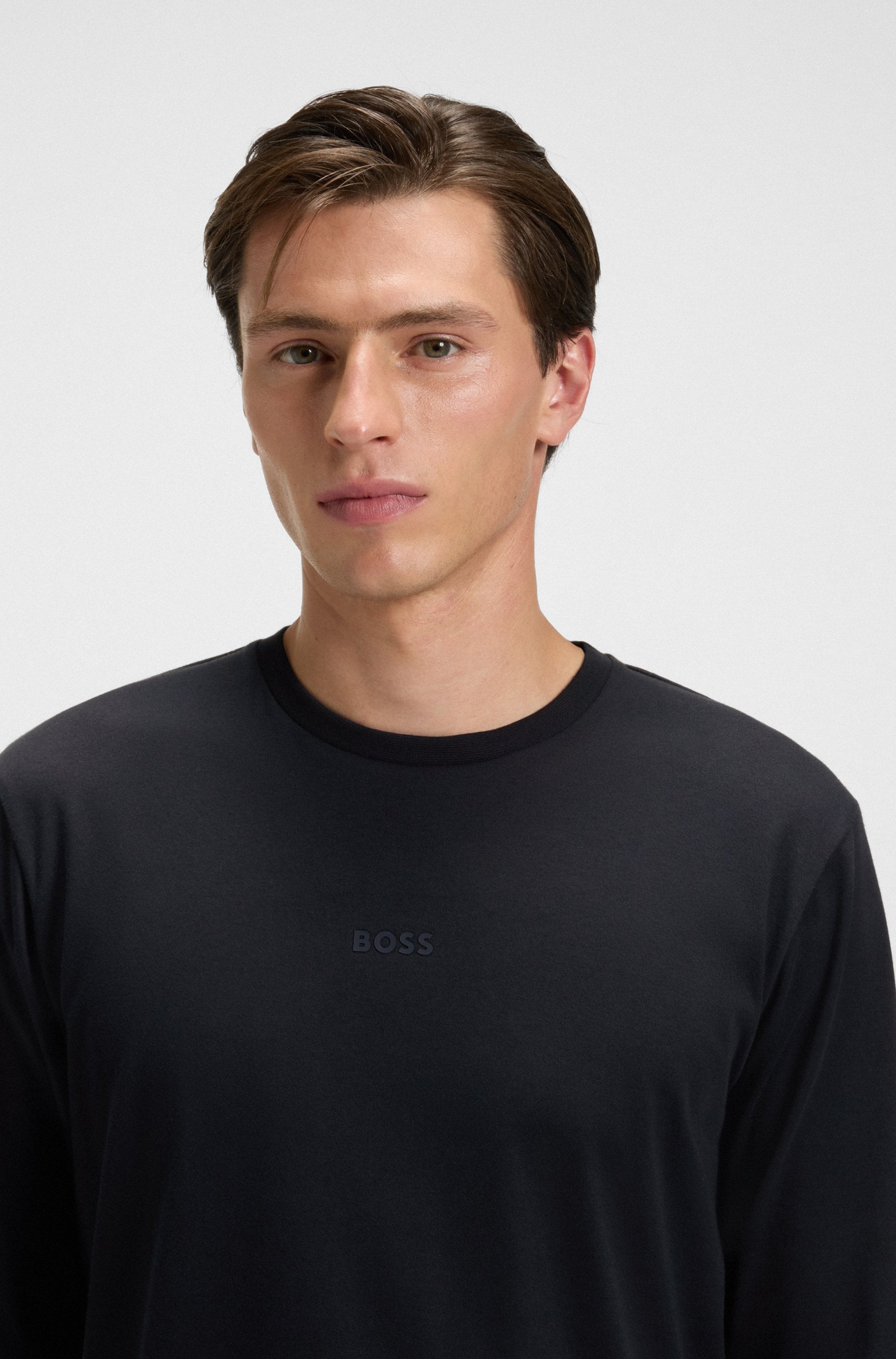 BOSS Pyjama »Relax Long Set« 2 Stk. tlg., Neuheit, Oberteil unifarben, Unterteil gemustert