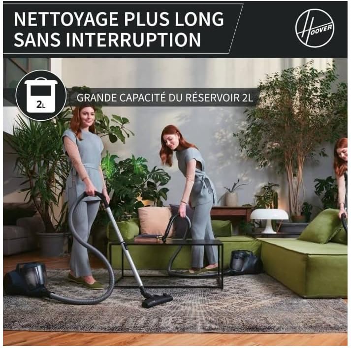 Hoover HP1 Staubsauger ohne Beutel, kompakt und leistungsstark, Schlitten mit Kabel, leicht, EPA-Filter, 2-l-Tank, integriertes Zubehör [HP110HM 011]