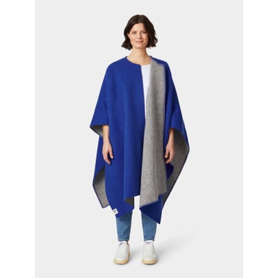 Norwegischer Poncho Lammwolle, Blau-Grau