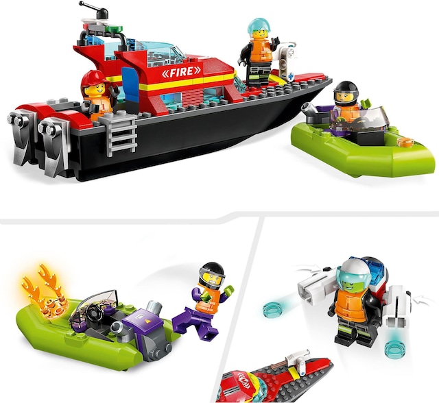 LEGO® Konstruktionsspielsteine »Feuerwehrboot (60373), LEGO® City« Made in Europe