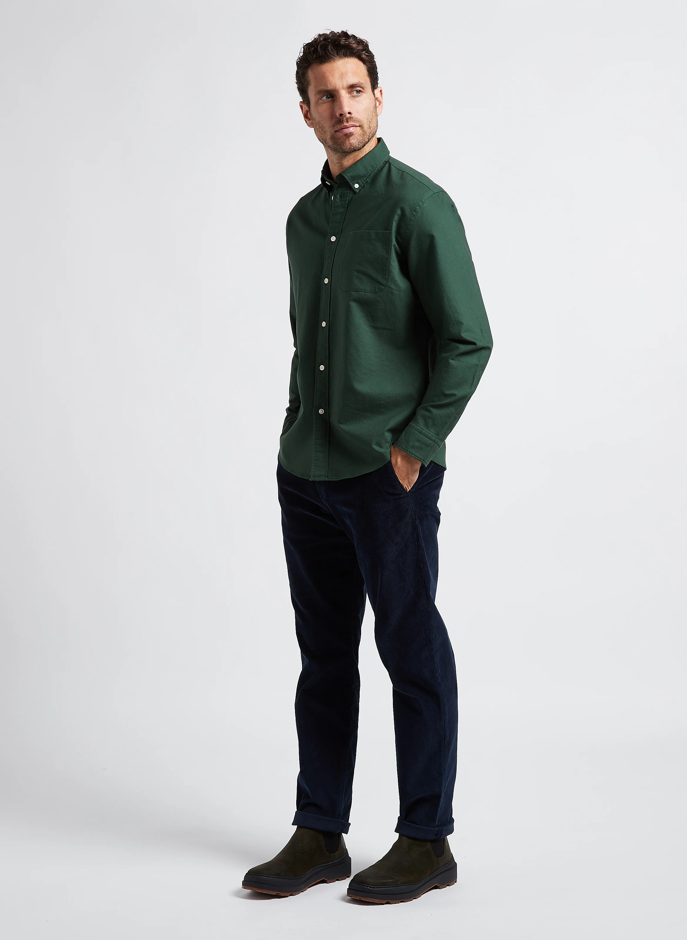 Chemise droite en coton | Vert