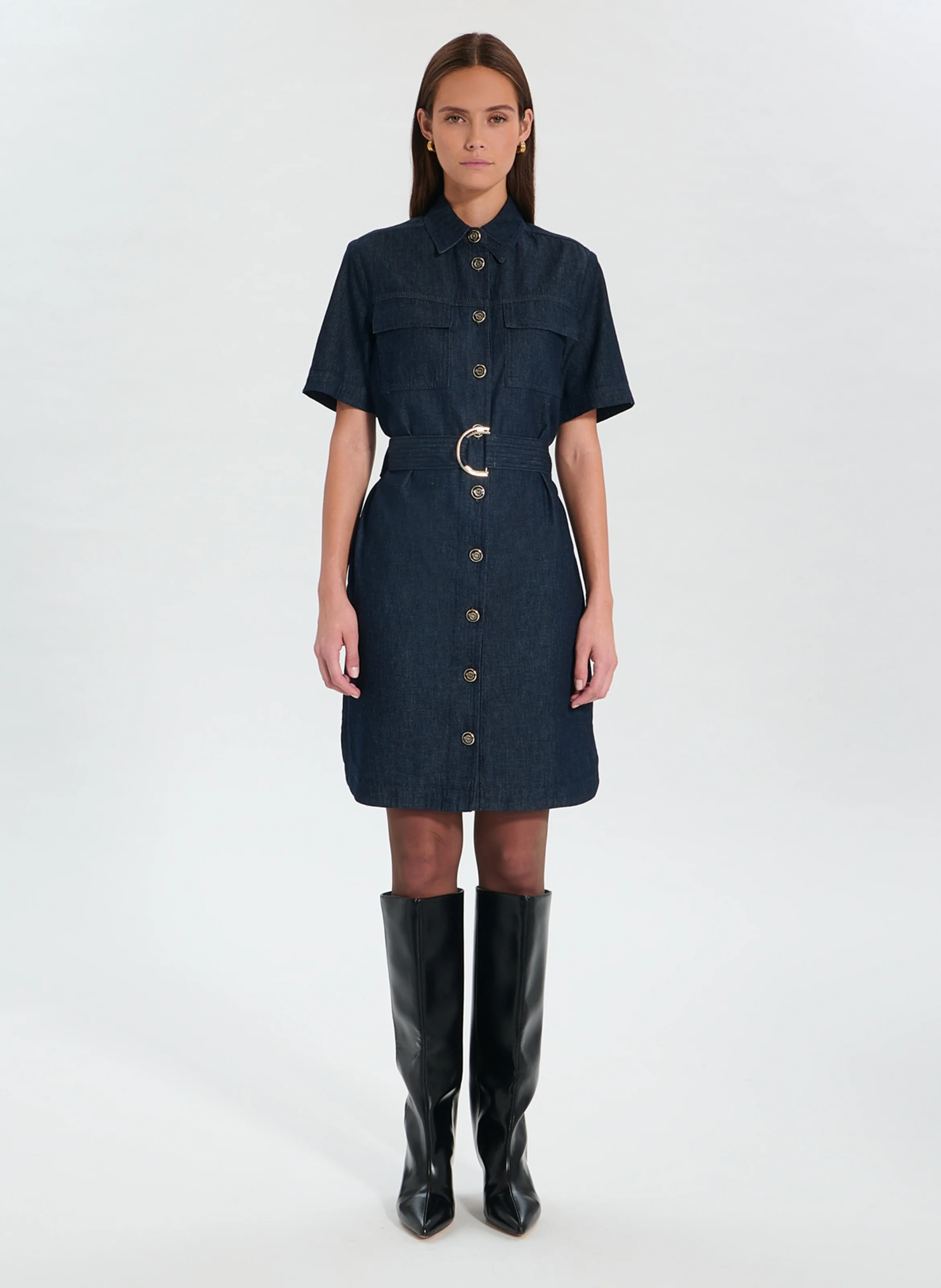 ROSIO - Robe courte en coton | Jean brut