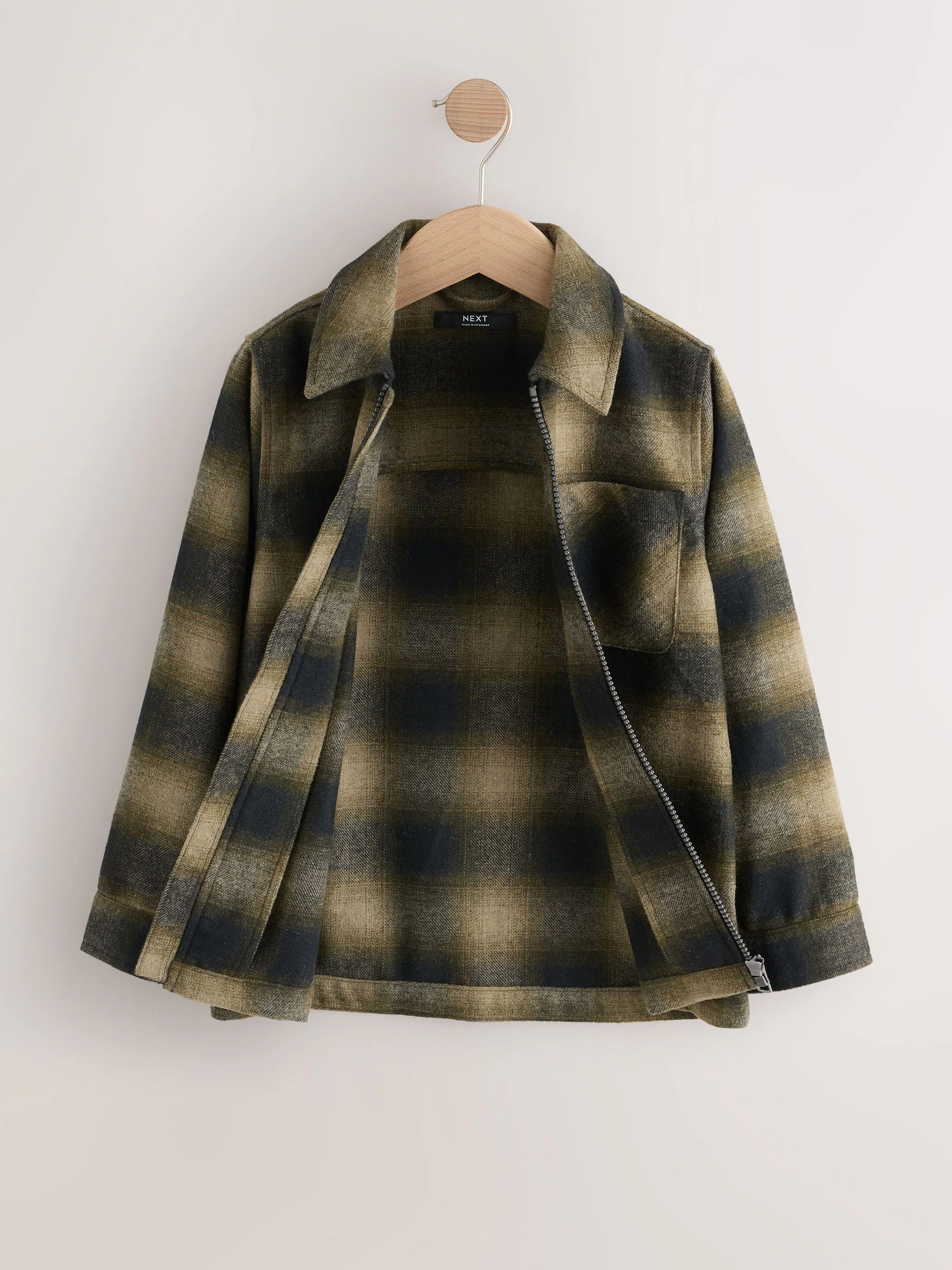 Neutraal - Overshirt met rits en ruitjes (3-16jr)