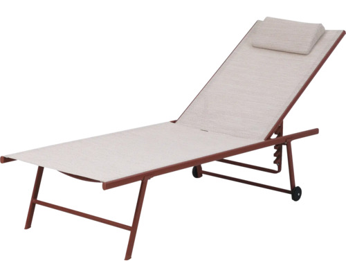 Travis ligstoel 55 x 185 x 97 cm staal terracotta/beige