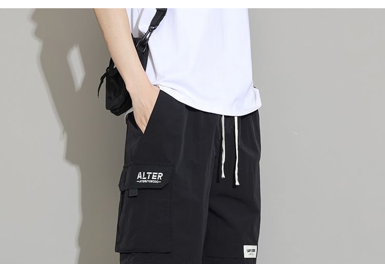 Cowpow - Cargoshorts met middelhoge taille en letters