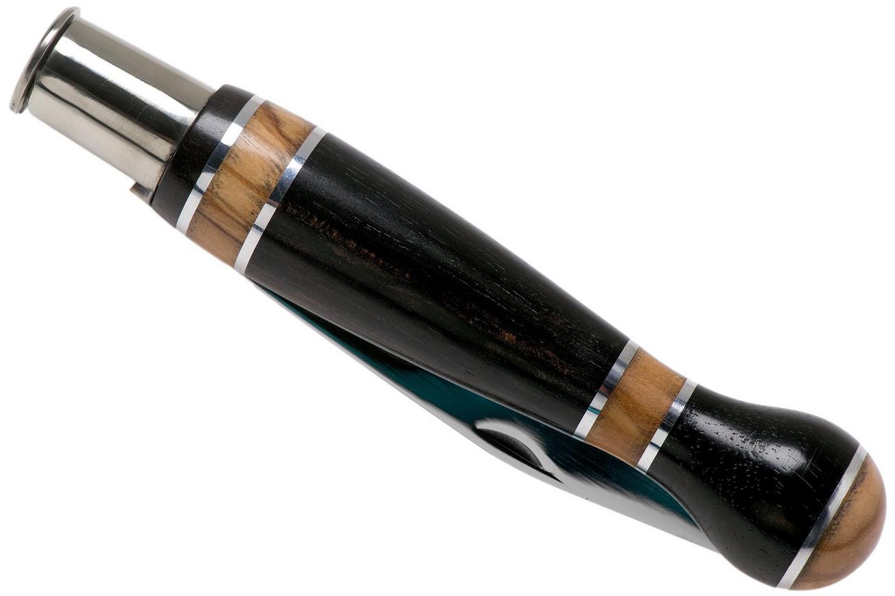Nontron No. 25 Nickel Silver Turning Ferrule, Marquetry Ebony Olivewood, ball shape NN25BOEBOL zakmes
