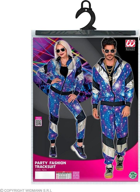 Widmann Jaren & 90 Kostuum Discobal Sparkle 80s Kostuum Blauw, Zilver Small Carnavalskleding Verkleedkleding