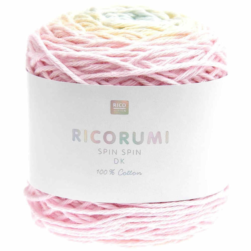 Pelote fil coton pastel rainbow - ricorumi spin spin 50 g