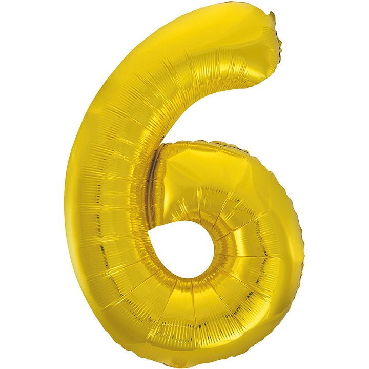 6 Jaar Cijfer Ballon Goud Leeg 86cm