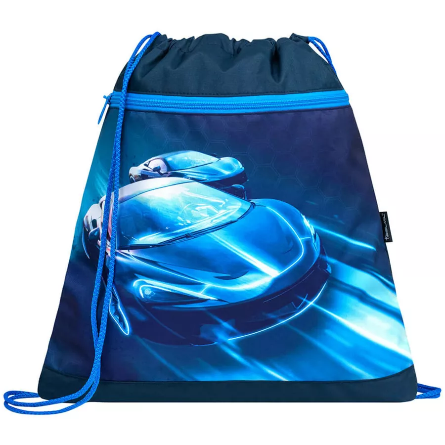 Belmil Schulranzen Compact Schulranzen Set 5-teilig mit Brustgurt Racing Blue Neon