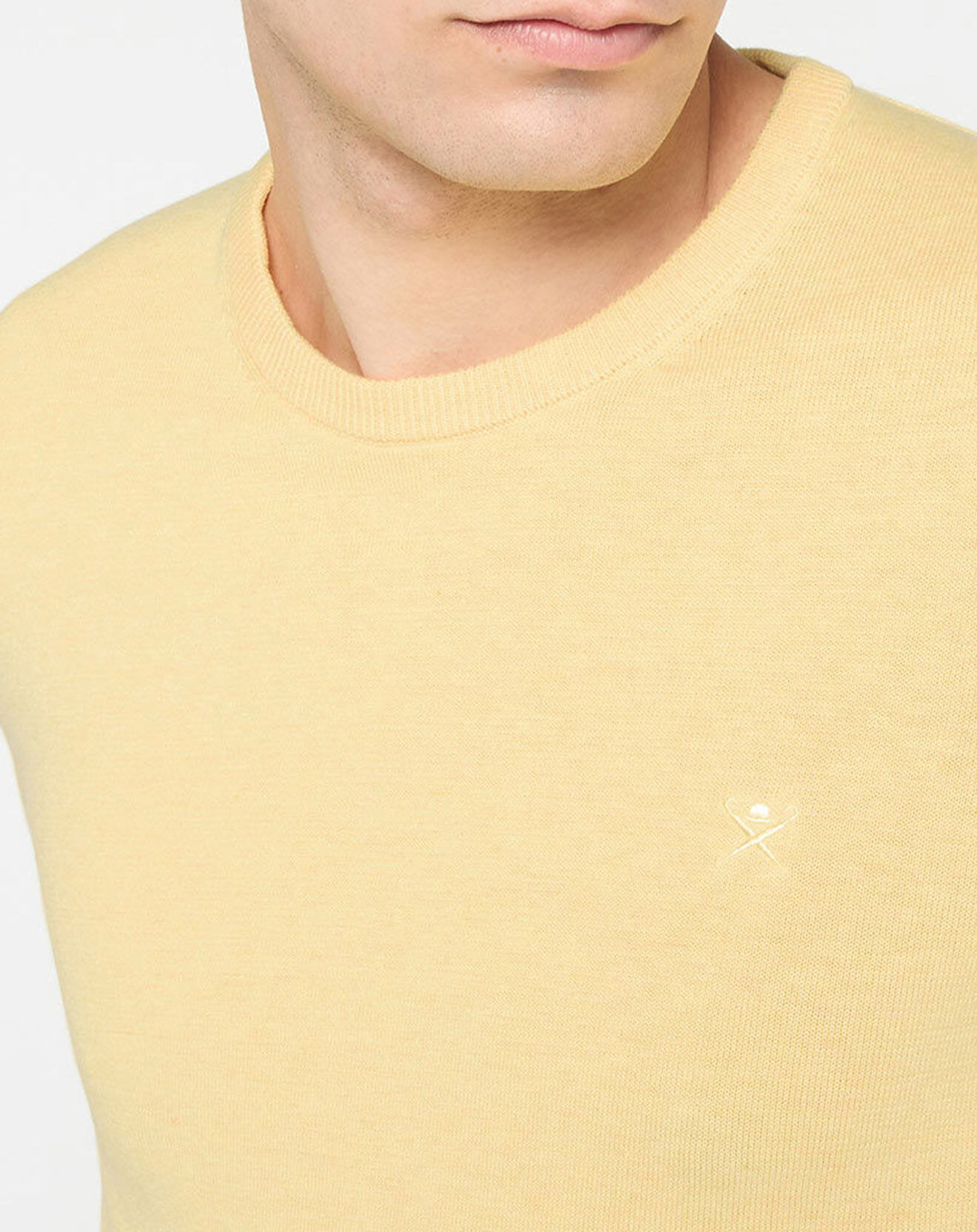 Hackett London Pull en Coton & Soie col rond jaune