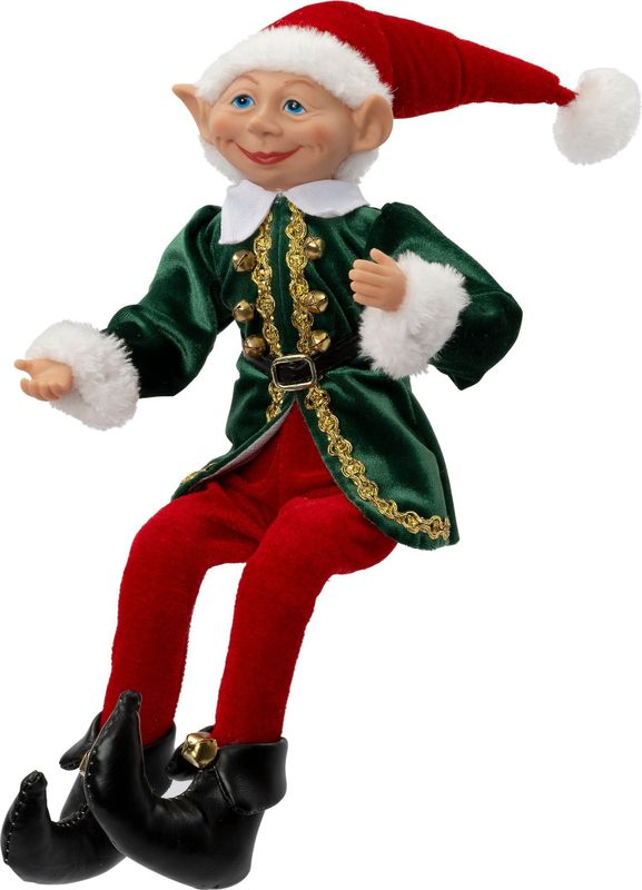 Intratuin - Elleve - Kerstfiguur - Rood/Groen - 11 x 7 x 47 cm