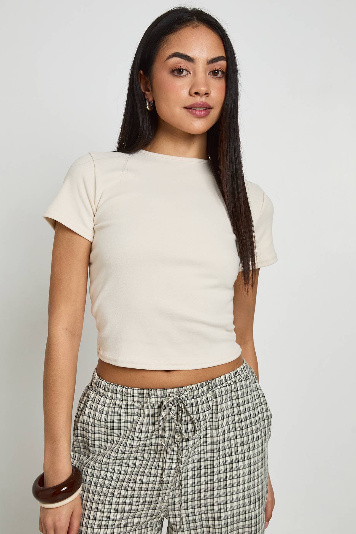 boohoo Haut Ajusté Ultra Doux À Manches Courtes