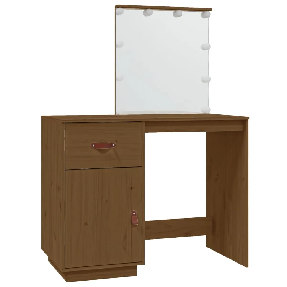 vidaXL Coiffeuse avec LED - Marron miel