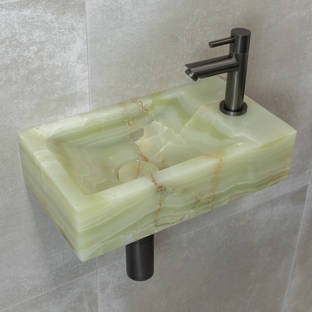 Saniclear Green Onyx fonteinset met rechte kraan in gunmetal