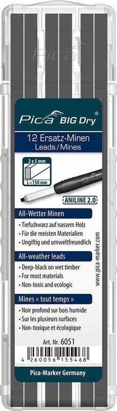 Pica - BIG Dry ANILINE 2.0 - Navullingen - Grafiet - 12 Stuks