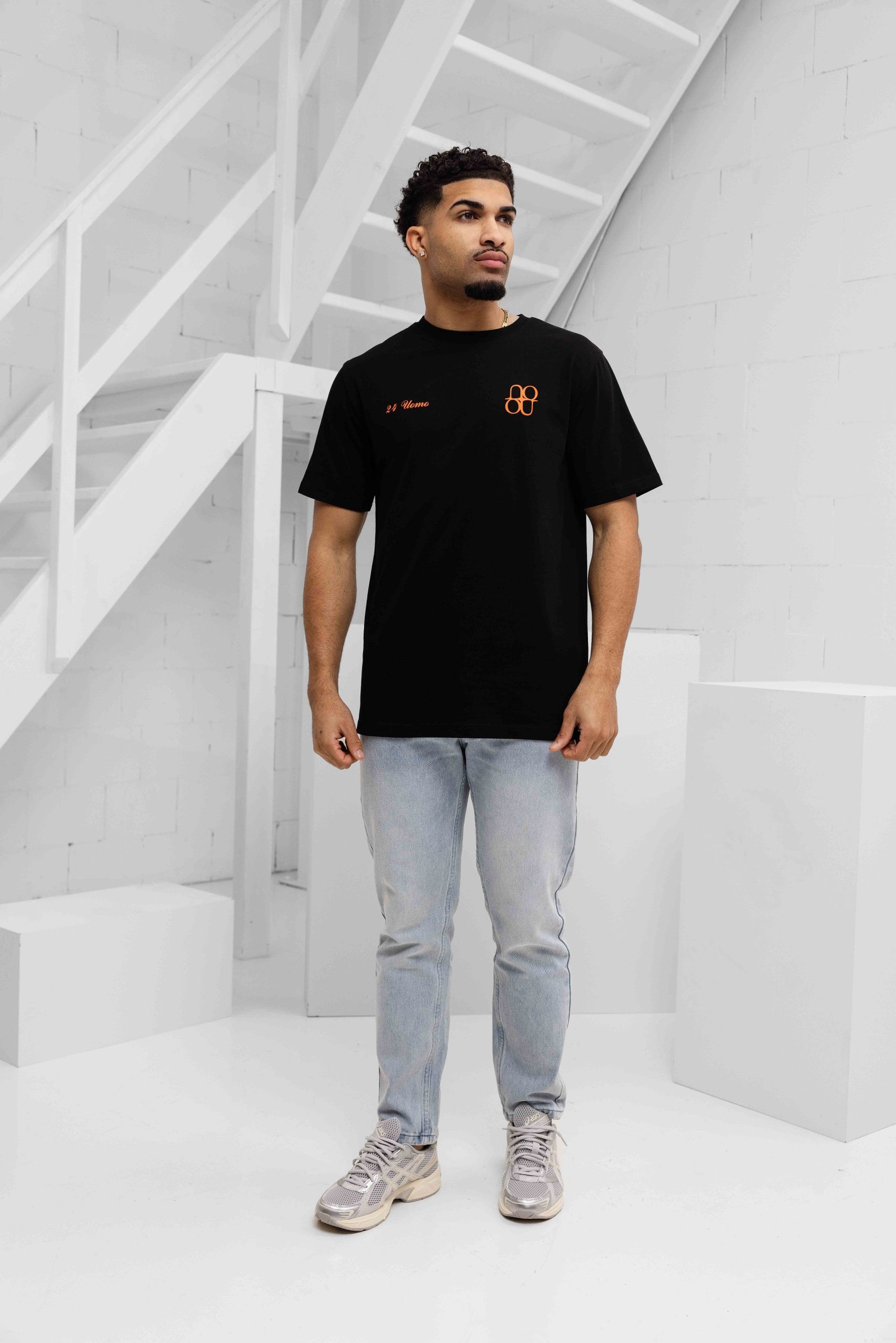 24 Uomo Symbol T-Shirt Heren Zwart/Oranje