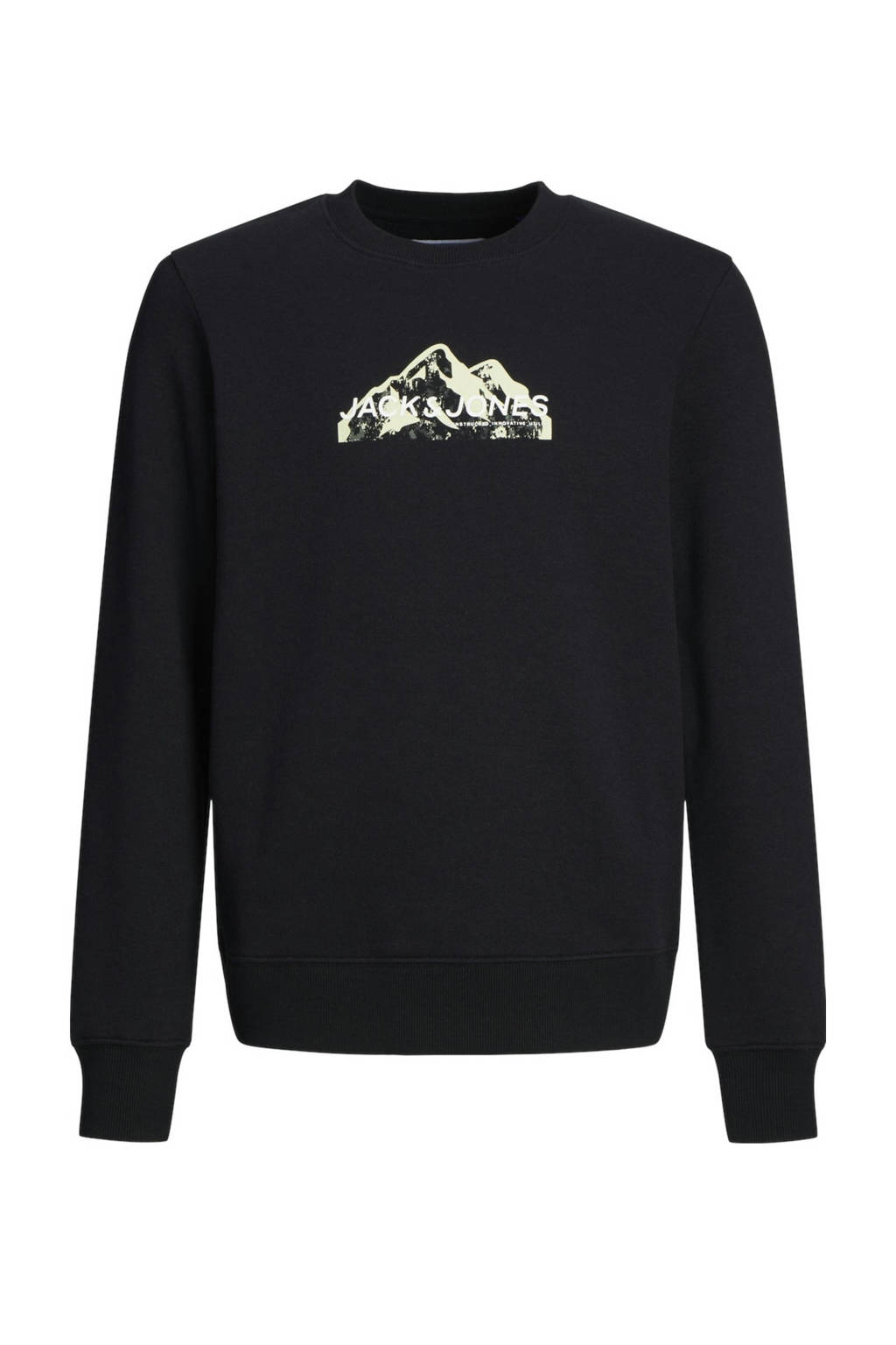 JACK & JONES sweater JCOMOUNTAIN met printopdruk zwart