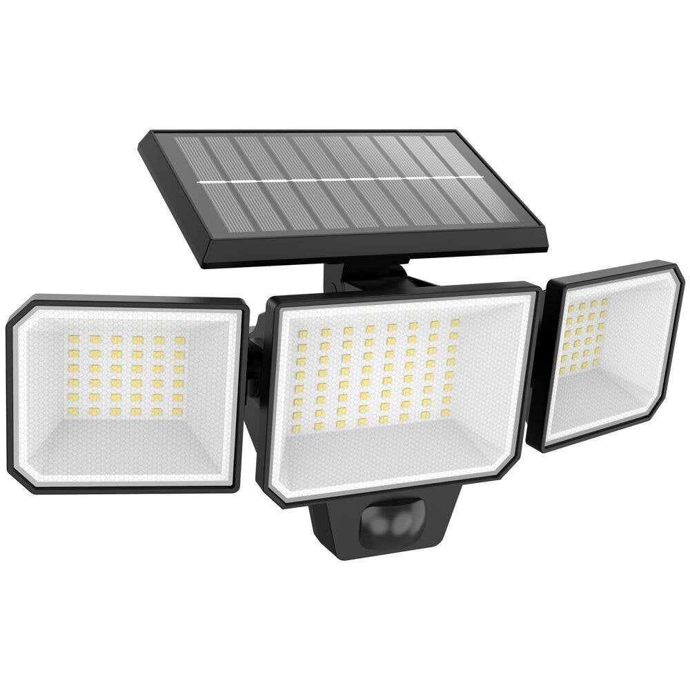 Nysil LED-zonnewandlamp in zwart, 3 x 2,9 W, 1000 lm, IP65, met bewegingsmelder en schemersensor