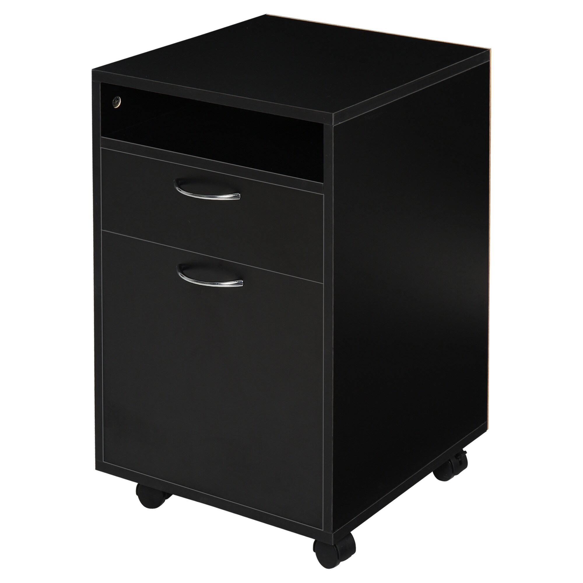 HOMCOM Aktenschrank mit Rollen schwarz 40L x 35B x 60H cm
