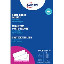 AVERY Insert imprimable pour badge, 190 g/m2, 65x30mm, blanc