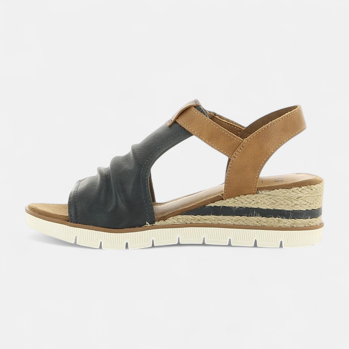 Sandales à talon compensé Femme bleu marine