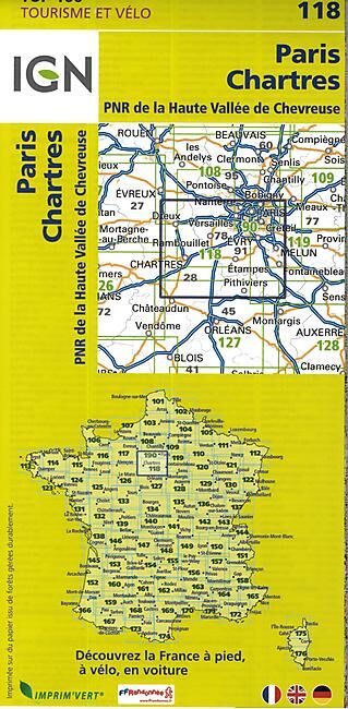 IGN - TOP 100 118 PARIS CHARTRES PLASTIFIEE