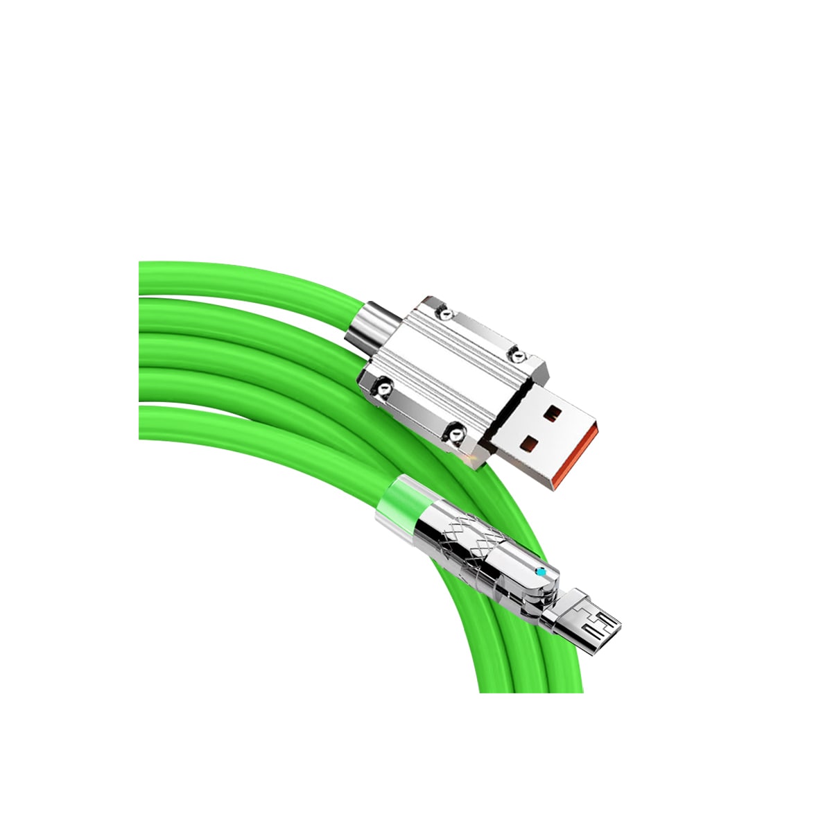120W flytende silikon 90° rotasjon hurtigladekabel med USB-mikroport 1,2 m Grønn