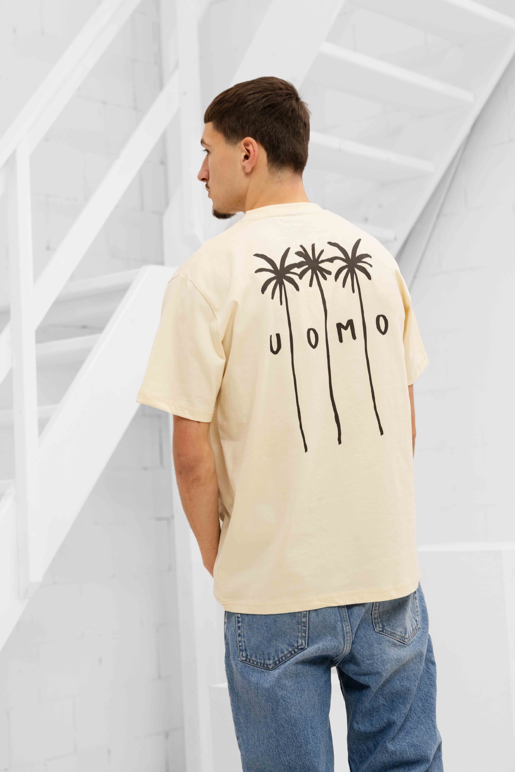 24 Uomo Palm T-Shirt Heren Beige