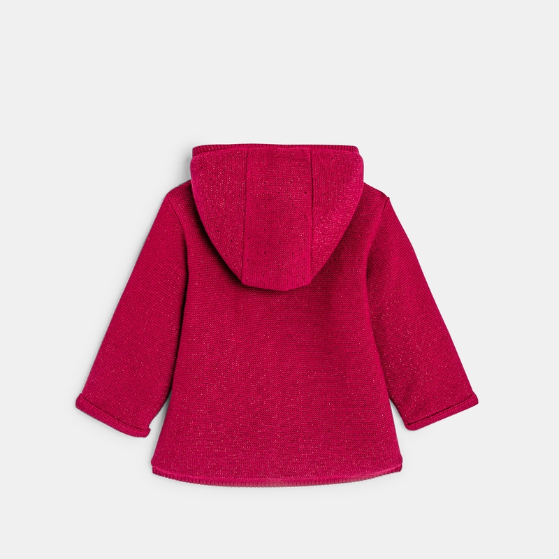 Gilet maille tricot doublé soft boa violet bébé fille