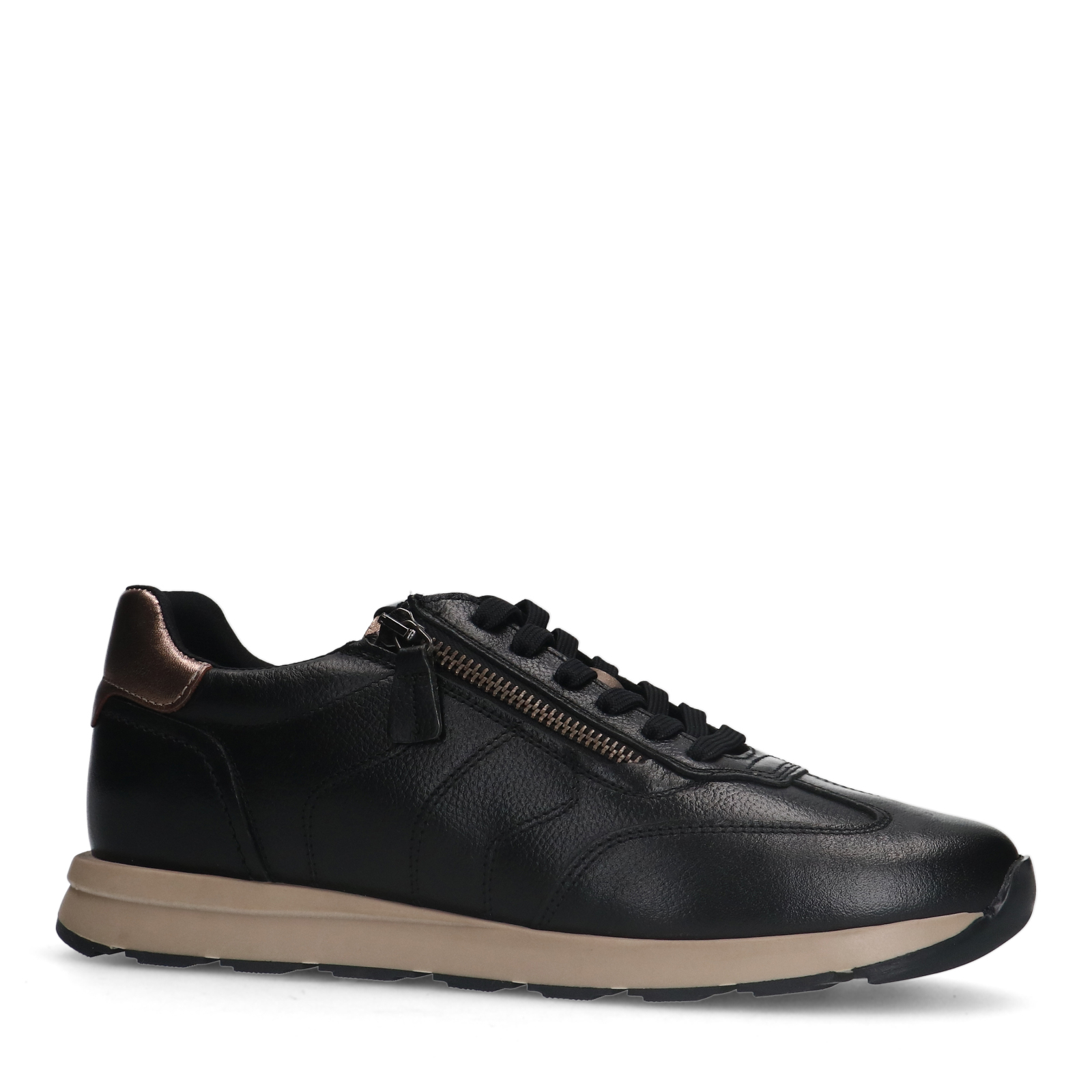 Zwarte leren sneakers met rits