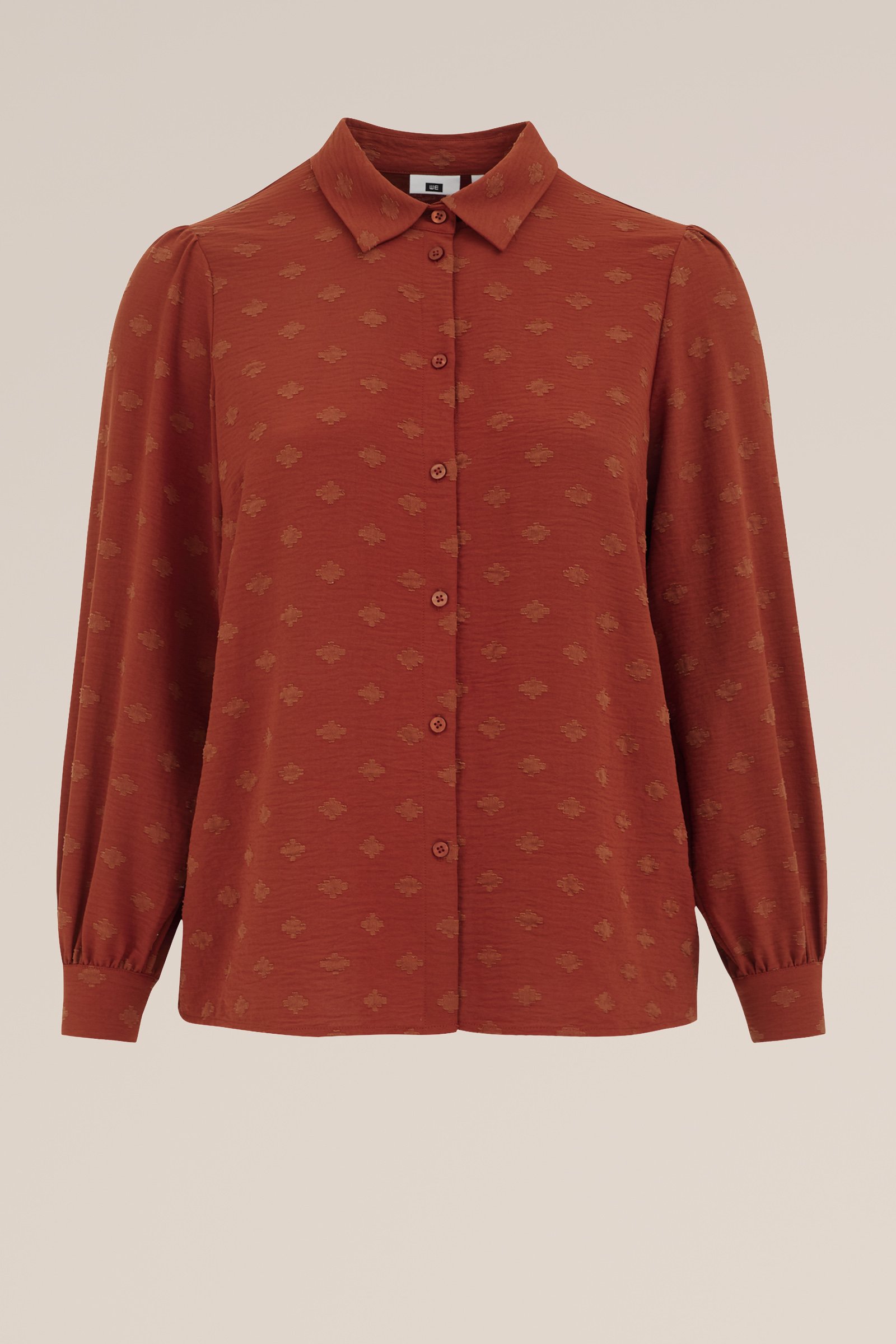 blouse met structuur - Curve WE Fashion Roestbruin