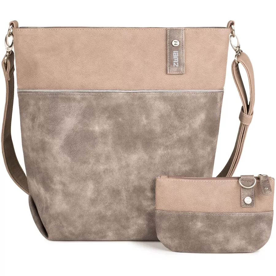 zwei Jana J12 - Schultertasche 33 cm nubuk-stone