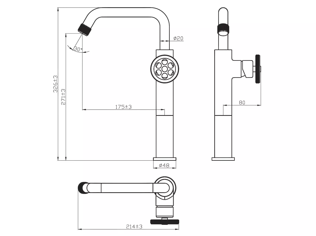 Indus mitigeur lavabo haut cuivre brossé - Essebagno