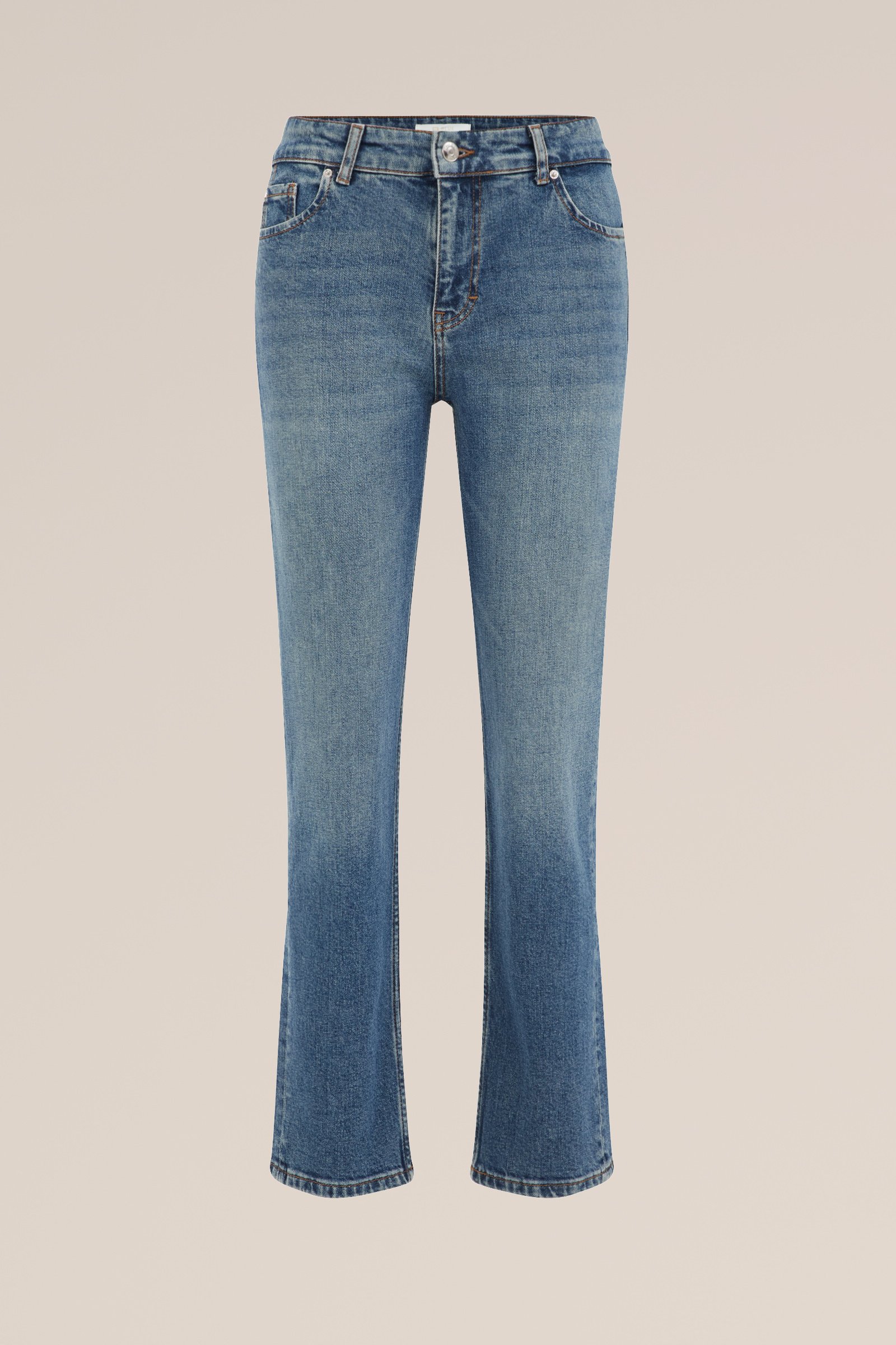 mid rise straight fit jeans met stretch Blue Ridge Donkerblauw