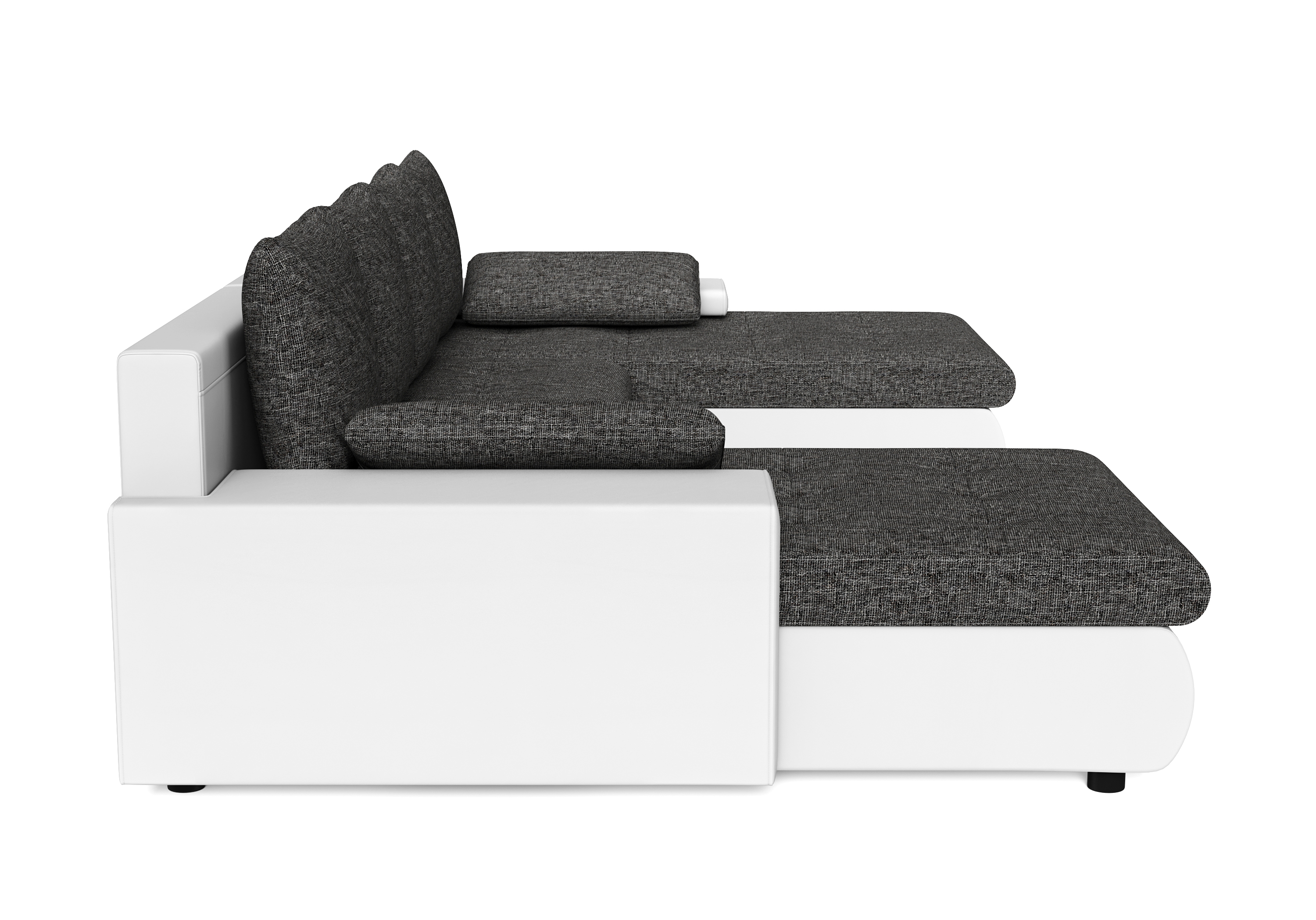Sofa mit Schlaffunktion LANCONI U-Form schwarz/weiss