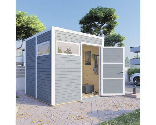 Cubo 2 tuinhuis met vloer, 226 x 240 cm, lichtgrijs