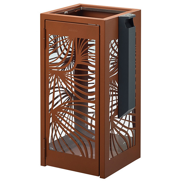 ROSSIGNOL Corbeille a poser ou à fixer bella anti-nuisible 110 L effet corten- avec cendrier 1.5l anthracite mat