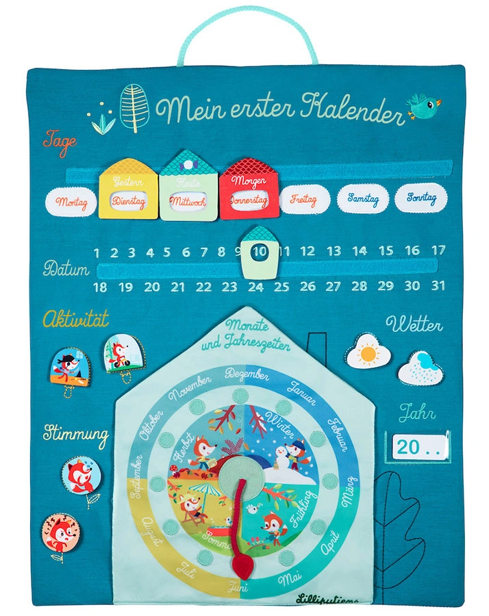 Stoff-Kalender TAG FÜR TAG in blau