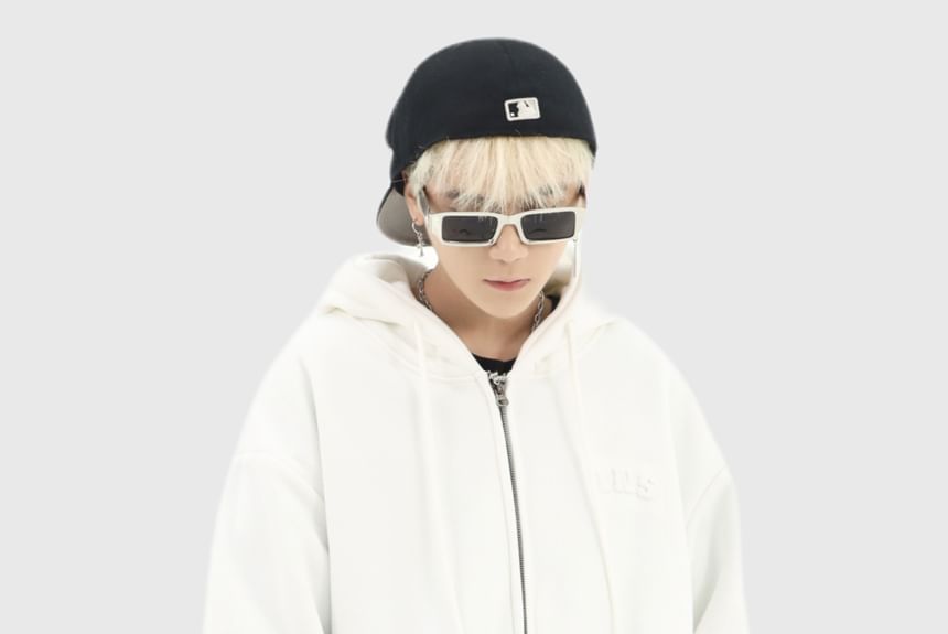 Banash - Fleecegevoerde hoodie met rits en letters
