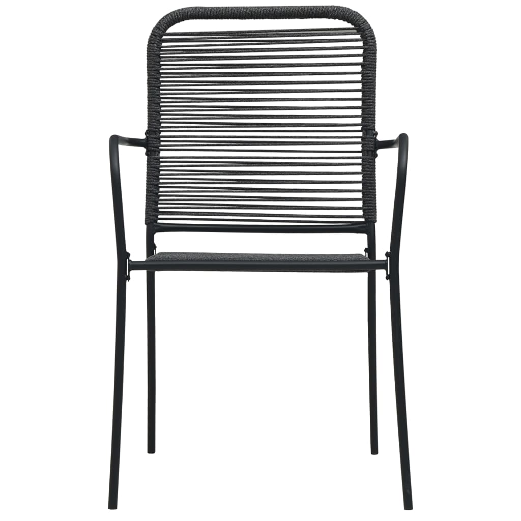 Mobilier à dîner d'extérieur 5 pièces corde en coton et acier noir