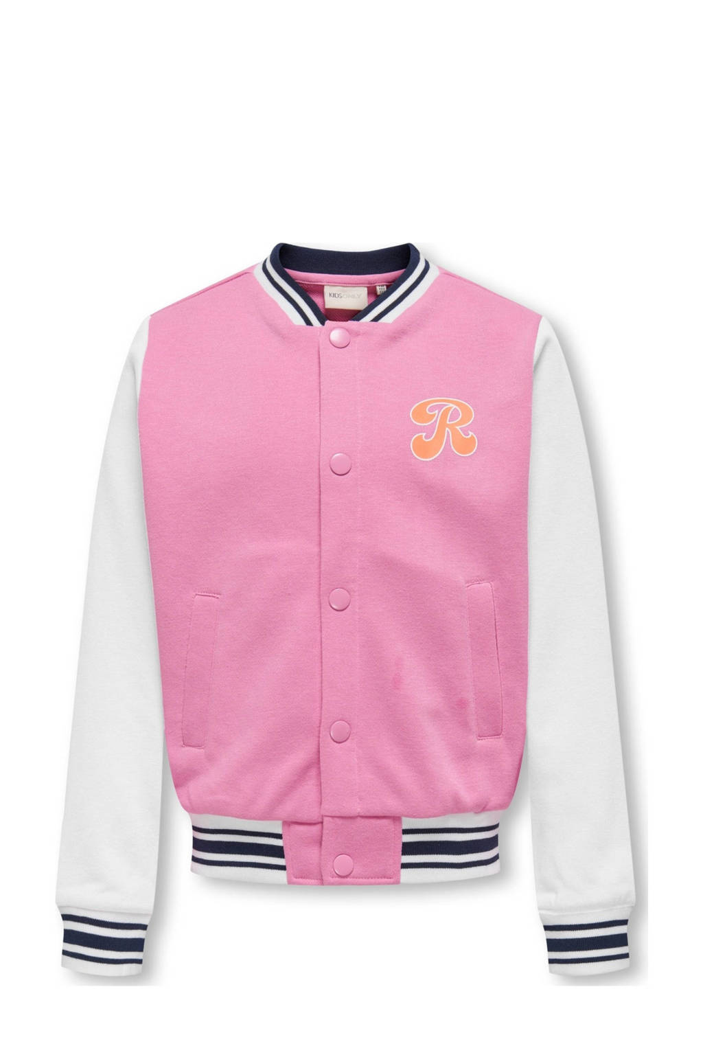 ONLY sweatvest KOGCONNIE met backprint roze/wit