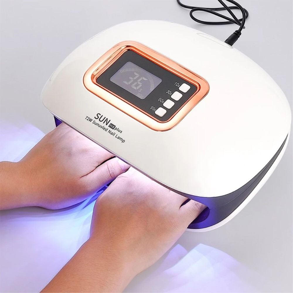 (72W) Extragrosse LED UV Nagellampe Nageltrockner Lichthärtungsgerät mit LED Display und Timer - Weiss / Schwarz / Roségold