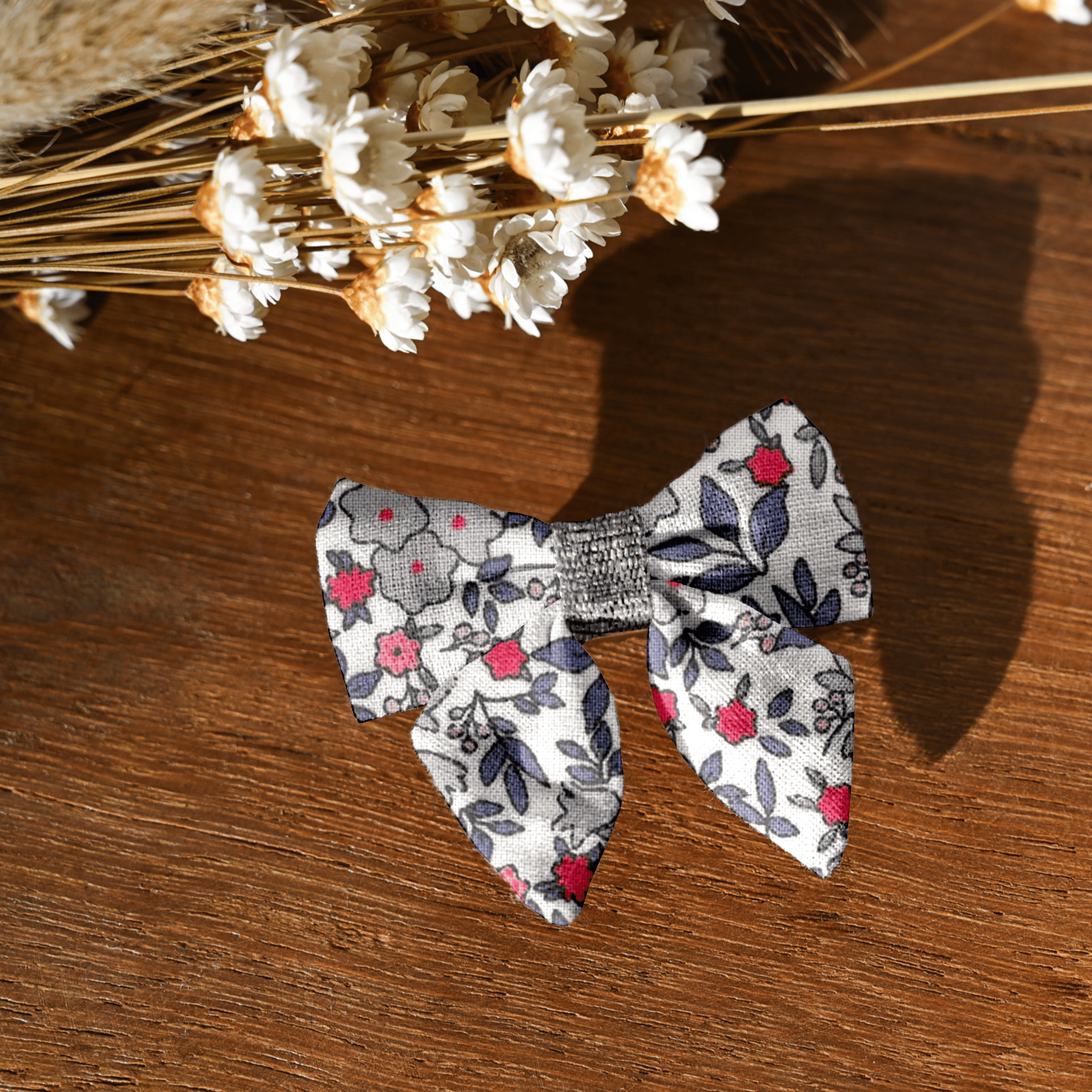 Barrette Mini Noeud Papillon Serenade Rouge Gris