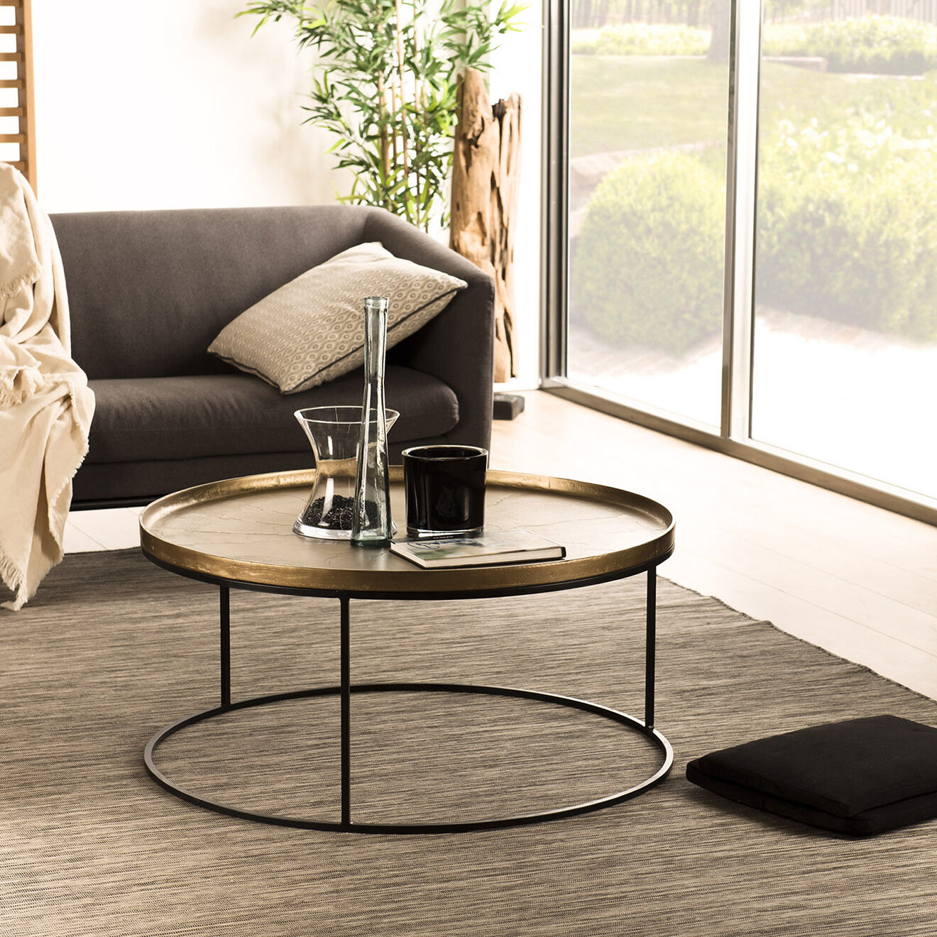 Macabane Table basse ronde Jonas dorée - D.88xH.41 cm