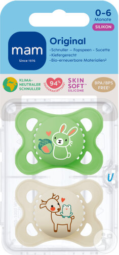 Mam Sucette Colors of Nature Original Silicone 0-6 Mois Unisex Sans BPA/BPS 2 Pièces